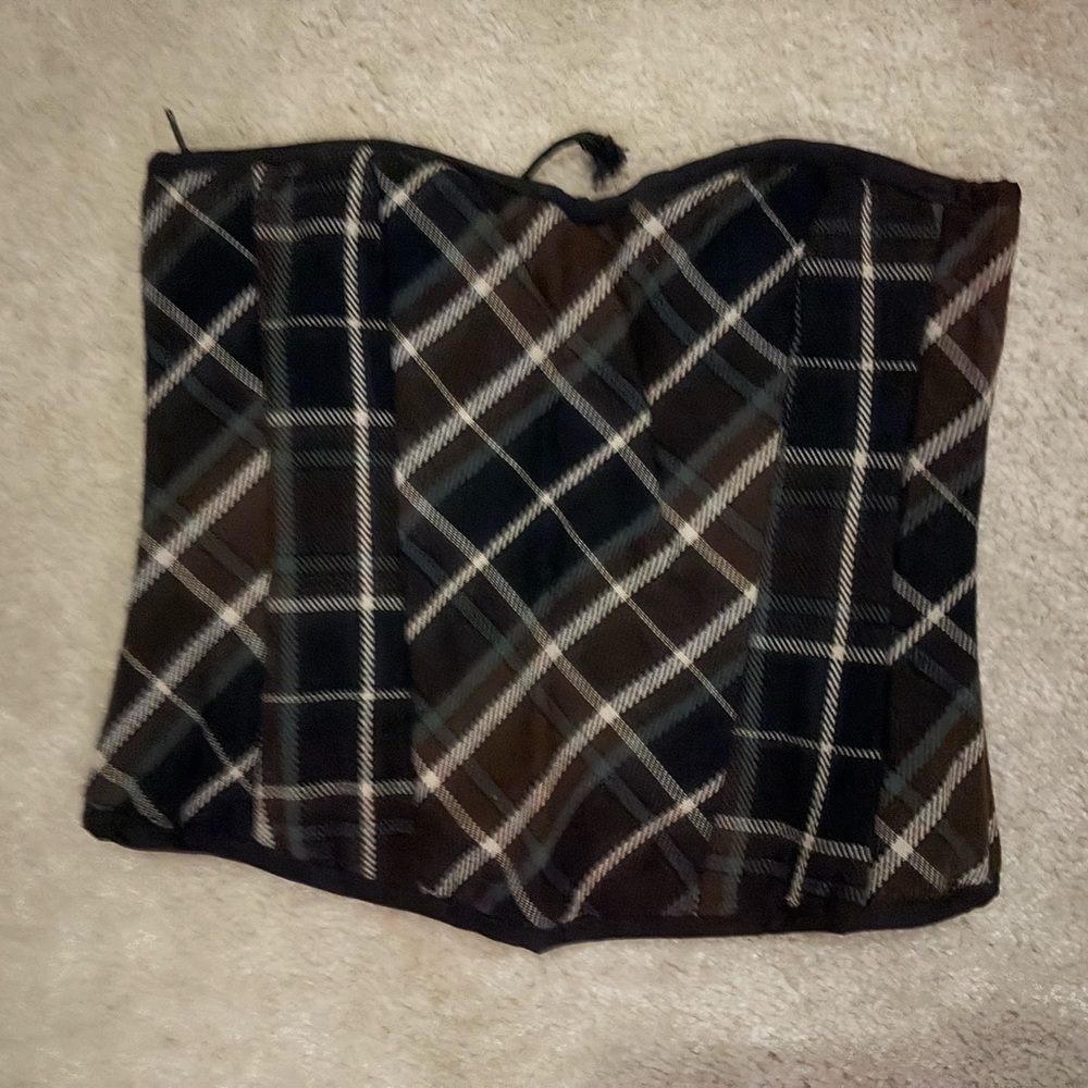Handmade Brown Plaid Corset